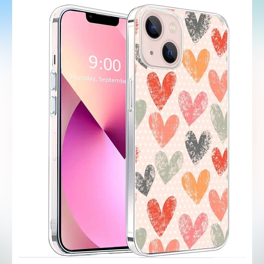 Heart Pattern iPhone 14 Case - Multicolor